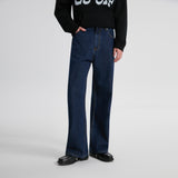 14oz DESIZED SELVEDGE RAW WIDE-LEG JEANS-NAVY