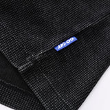 BOXY WAFFLE KNIT RAGLAN RELAXED T-SHIRT (Black)