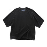 BOXY WAFFLE KNIT RAGLAN RELAXED T-SHIRT (Black)