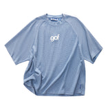 BOXY WAFFLE KNIT RAGLAN RELAXED T-SHIRT (Blue)