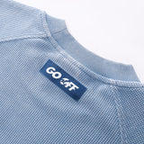 BOXY WAFFLE KNIT RAGLAN RELAXED T-SHIRT (Blue)