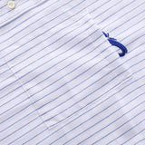 BLUE PINSTRIPE SHORT-SLEEVE BUTTON-UP SHIRT