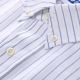 BLUE PINSTRIPE SHORT-SLEEVE BUTTON-UP SHIRT