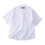 BLUE PINSTRIPE SHORT-SLEEVE BUTTON-UP SHIRT