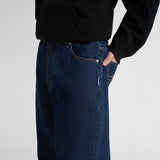 14oz DESIZED SELVEDGE RAW WIDE-LEG JEANS-NAVY