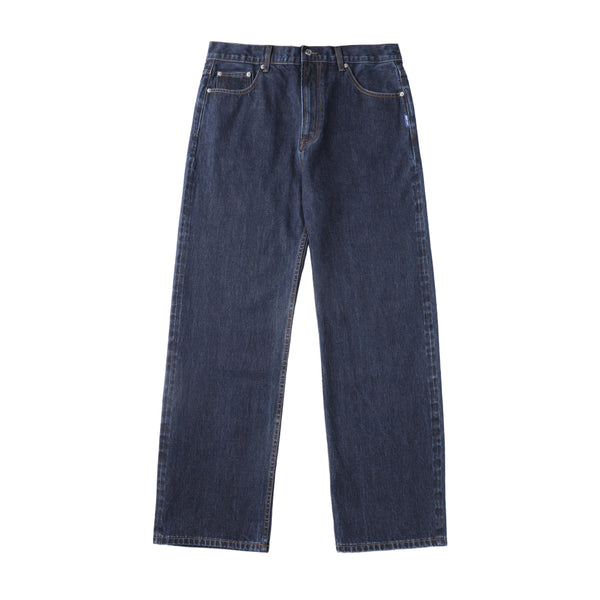 14oz DESIZED SELVEDGE RAW WIDE-LEG JEANS-NAVY