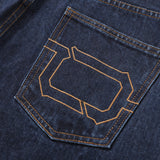 14oz DESIZED SELVEDGE RAW WIDE-LEG JEANS-NAVY