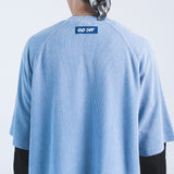 BOXY WAFFLE KNIT RAGLAN RELAXED T-SHIRT (Blue)