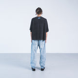 BOXY WAFFLE KNIT RAGLAN RELAXED T-SHIRT (Black)