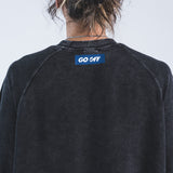 BOXY WAFFLE KNIT RAGLAN RELAXED T-SHIRT (Black)