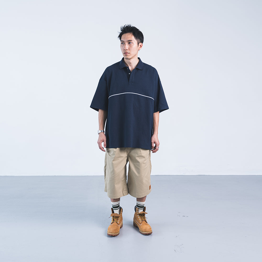 TEXTURED WAFFLE-KNIT SHORT-SLEEVE POLO – GO OFF