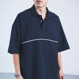 TEXTURED WAFFLE-KNIT SHORT-SLEEVE POLO