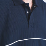 TEXTURED WAFFLE-KNIT SHORT-SLEEVE POLO