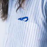 BLUE PINSTRIPE SHORT-SLEEVE BUTTON-UP SHIRT